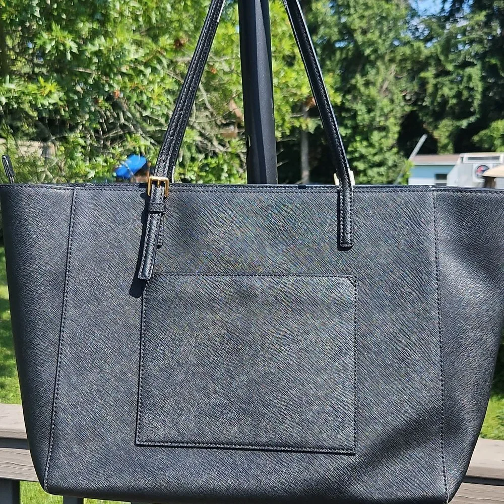Tory Burch Emerson Black Saffiano Leather Tote Bag